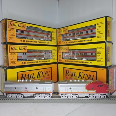 Lot Of 6 MTH RAIL KING 0-27 40211A Santa Fe POWERED F-3A DIESEL F-3B 6103 Cars  - Image 1 of 4