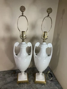 Pair Of VTG Paul Hanson Hollywood Regency Blanc De Chine Urn Form Lamps 32.5” - Picture 1 of 22