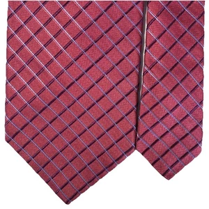 Ike Behar Men's Tie Jacquard Silk Blue/Burgundy Crosshatch on Dark Pink 3.75x59” - Picture 1 of 9
