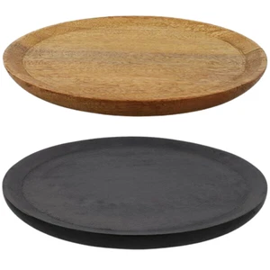 Rundes Mangoholztablett Ø 37 cm – Dekotablett aus Holz in Schwarz/Natur - Picture 1 of 15