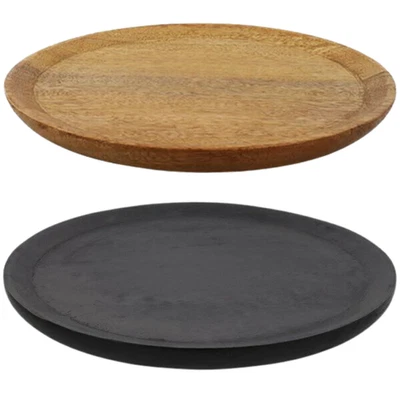 Rundes Mangoholztablett Ø 37 cm – Dekotablett aus Holz in Schwarz/Natur - Bild 1 von 3