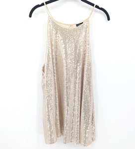 Canotta Torrid donna 2x blusa smanicata paillettes metallizzate avorio festa glam - Foto 1 di 9
