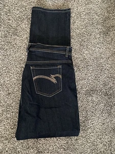 Gloria Vanderbilt 14 Jeans Amanda Straight Leg Stretch Dark Blue Denim Bling - Foto 1 di 8