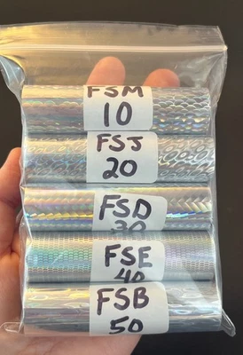 Lámina holográfica sello caliente escamas de pescado 5 rollos ENVÍO GRATUITO Foto 1 de 4