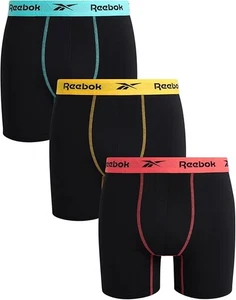 REEBOK MEN'S PACK 3 - 253 MULTI BLACK - LARGE - UNDERWEAR X4 BOXER BRIEF P38 - Picture 1 of 1
