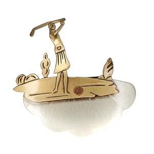 Golf Brosche Anstecknadel Frau Golfer Bronze Zinn Kupfer groß Golfen - Bild 1 von 2