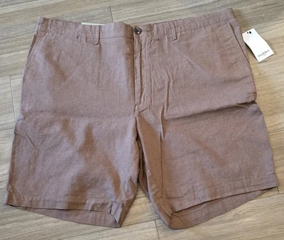 Pantalones Cortos Goodfellow & Co Para Hombre The Every Wear Frente Plano 9" Lino Talla 42 Marrón Foto 1 de 4