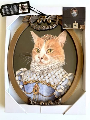 New Carol Lew Royal QueenCat Wall Art Vintage Portrait Framed Print Decor 12x16” - Image 1 of 4