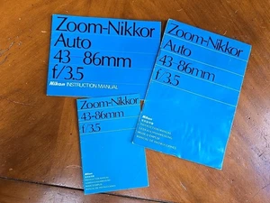 1972 74 76 Nikon Zoom NIKKOR 43-86mm F3.5 Instruction Manuals Nippon Kogaku Book - Picture 1 of 7