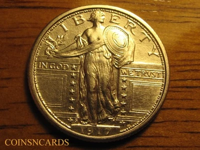 1917-S Type 1 Standing Liberty Quarter Uncirculated FH Full Head Monster Scarce! - Image 1 of 2