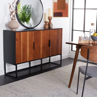 Home Collection Vance Marrón/Negro 3 Puertas 2 Estantes Entretenimiento Soporte Multimedia (F... Foto 1 de 4