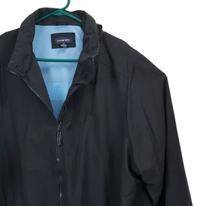 Lands End Mens 4X Black Lightweight Zip Up Jacket Water Resistant Windbreaker - Picture 1 of 20