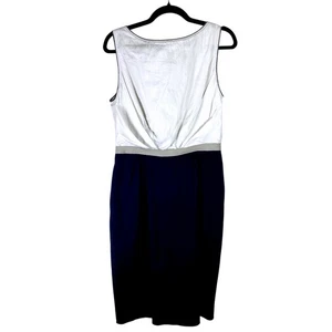Hache Womens Size 10 Midi Dress Sleeveless White And Black Sz 46/XL Pockets Work - Picture 1 of 4
