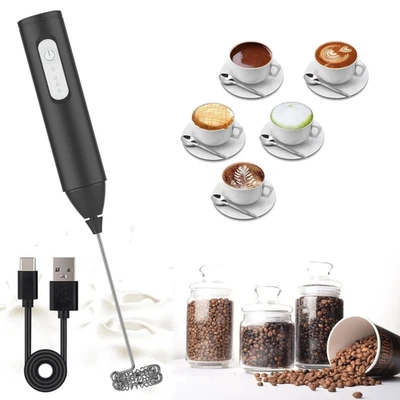 Mini USB Milk Frother: Rechargeable 3-Speed Foam Maker Coffee Whisk - NEW - Image 1 of 4