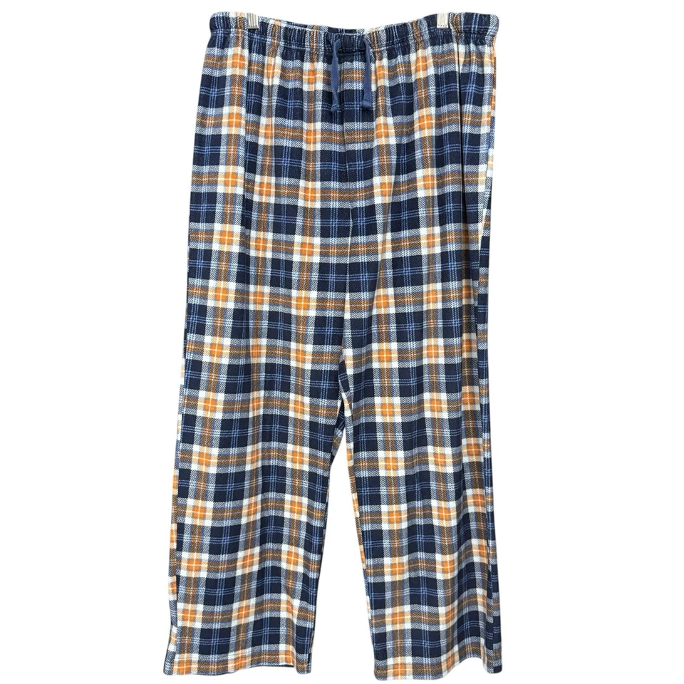 IZOD Ropa de Dormir Para Hombre XL Franela Pantalones de Salón Azul Naranja Cordón a Cuadros Foto 1 de 4