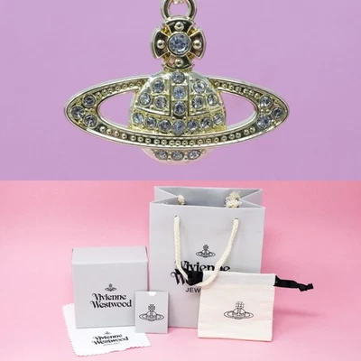 Vivienne Westwood Necklace Gold Tone White Crystal Orb Pendant & Gift Box Set - Image 1 of 4