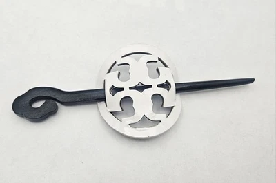 Tory Burch hair pin hair clip white & black re-purposed Upcycled Barrette - Image 1 of 4