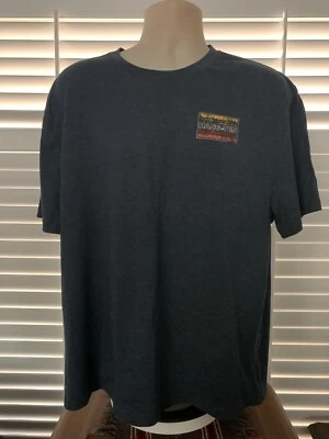 Camiseta masculina Hang Ten GG azul palmeiras surfista pôr do sol vermelha amarela laranja - Imagem 1 de 4