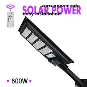 Dimmable Solar Power LED Steet Lamp Outdoor Walkway Security Remote Control 600W - Picture 1 of 14