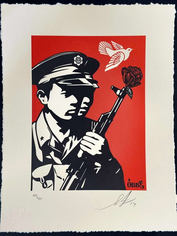 A - Shepard Fairey - Obey Giant - Chinese Soldiers - Letterpress - # 309/450 - Image 1 of 1