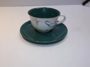 Denby England Ironstone Cup/Saucer, Rooster & Bird Image - Picture 1 of 4