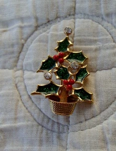Avon Stechpalme Weihnachtsbaum Anstecknadel Brosche - Bild 1 von 2