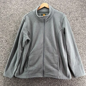 Bass Pro Shops Fleece Jacket Gray Mens Sz XL Full Zip Pockets Mock Neck - Picture 1 of 13