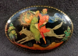RARE 1973 Russian Brooch IVAN TSAREVITCH, GRAY WOLF & ELENA the MOST BEAUTIFUL - Picture 1 of 7