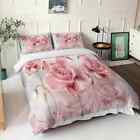 Wonderful Pink Gingham Flowers 3D Quilt Duvet Doona Cover Set Pillow case Print