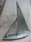 SILVER METAL SAILBOAT SCULPTURE Made in INDIA - 12.5 Long x 15.5 Tall