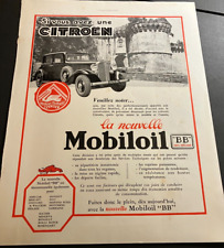 1933 Citroen / "The New Mobil Oil" - Vintage Original French Print Ad / Wall Art