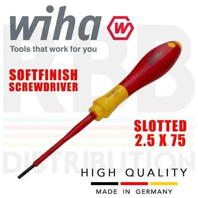 Wiha 00820 Slotted Screwdriver 2.5mm VDE Electrician 1000v Flat Head 04х 2.5 х75 - Image 1 of 4