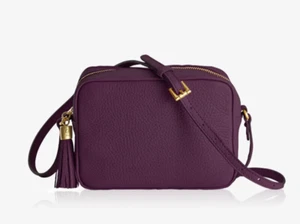 GiGi New York Madison Leather Crossbody w Tassel Wine - Picture 1 of 5