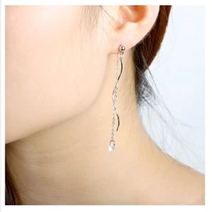 Women's Gold Silver Long Tassel Drop Dangle Crystal Stud Earrings Jewellery Gift - Picture 1 of 7