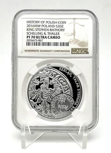 Polonia 2016 Historia de la Moneda Polaca el chelín el tálador Moneda de Plata NGC PF70 - Imagen 1 de 6
