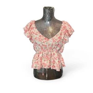 Lush Cottagecore Floral Babydoll Top Women Medium Spring Dainty Fairy Feminine - Picture 1 of 6