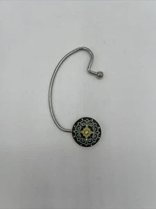 Ganz Enamel And Crystal Medallion Table Purse Holder Silver Design Hook - Picture 1 of 4