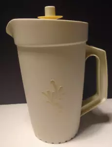 Tupperware 874 Mandel 1 Quart runder Krug mit Ernte Gold Pop Top Deckel - Bild 1 von 10