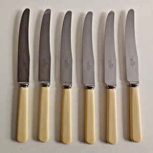 Set of 6 Vintage Faux Bone Handle Dinner Knives - Picture 1 of 3
