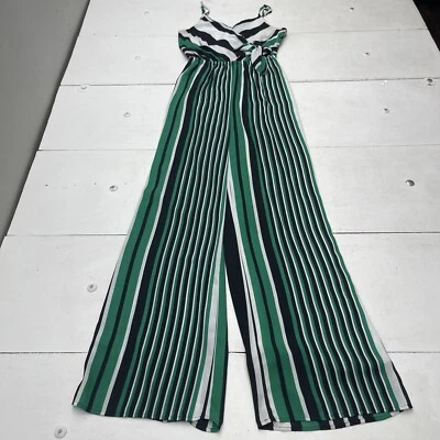 Женский комбинезон Express в зеленую и синюю полоску без рукавов с V-образным вырезом размер XS - Изображение 1 из 4