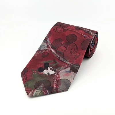 Corbata de Mickey Mouse vintage Disney Cervantes mezcla de seda estampado abstracto hecha en EE. UU. Foto 1 de 4