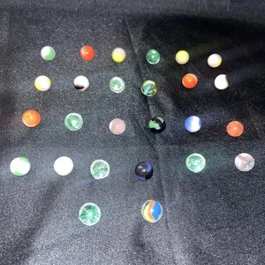 Vintage Tri-Color Cat's Eye Marmor +25 verschiedene Murmeln - Bild 1 von 16
