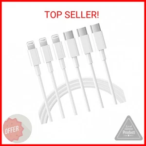 USB C to Lightning Cable 3Pack 6FT [MFi Certified] iPhone Fast Charger Cable USB - Picture 1 of 2