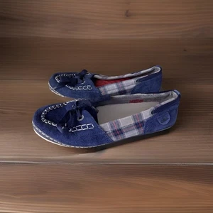 Simple Shoes Suede Womens Size 8 Loafers Moccasin Style Plaid Design Egg Crate - Picture 1 of 18