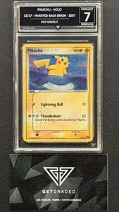 GG 7 Error Pikachu Pop Series 5 12/7 2007 Inverted Back GetGraded NM not psa 7 - Picture 1 of 2
