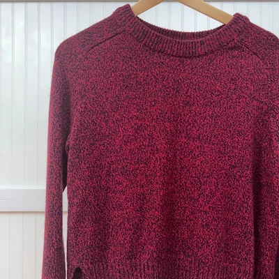 Suéter Pullover H&M Rojo Dividido Negro Tejido Mármol Para Mujer Cuello Redondo Top Corto S Foto 1 de 4