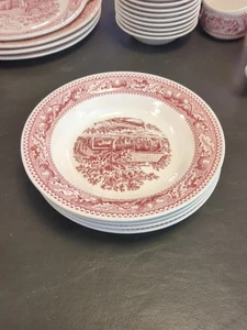 Set of Four Vintage Ironstone Memory Lane 8.5" Rimmed Soup Bowls - Picture 1 of 3