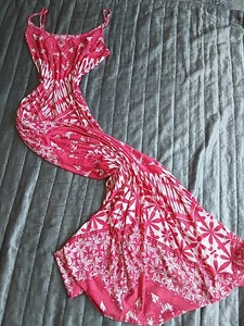 ASNU BODYFLIRT PINK WHITE STRETCH JERSEY BOHEMIAN LONG MAXI SUMMER DRESS SIZE 12 - Picture 1 of 4
