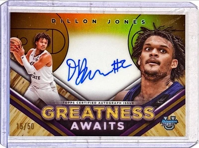 Dillon Jones 2023-24 Bowman U Best Greatness Awaits Gold Auto #GAA-DJ 15/50 - Image 1 of 2