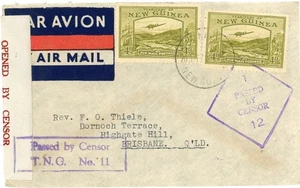 New Guinea BRITISH-SG#217(x2)-SALAMAUA-20/SEP/41-WWII CENSORS-AIR MAIL TO AUSTRA - Picture 1 of 2